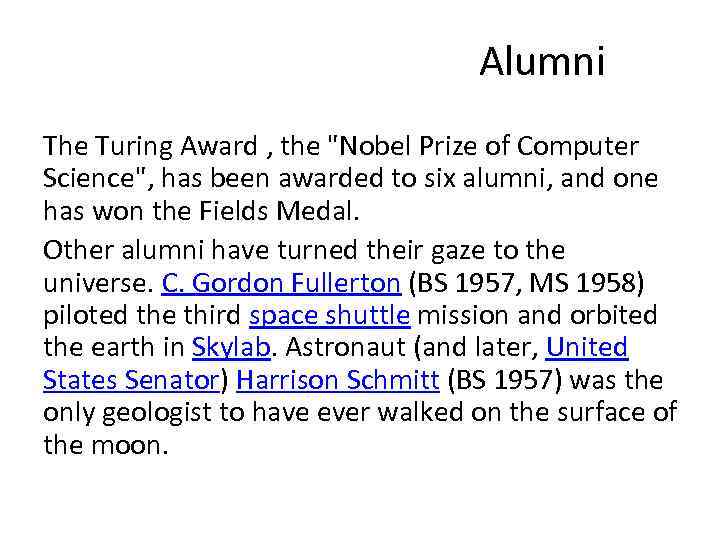 Alumni The Turing Award , the 