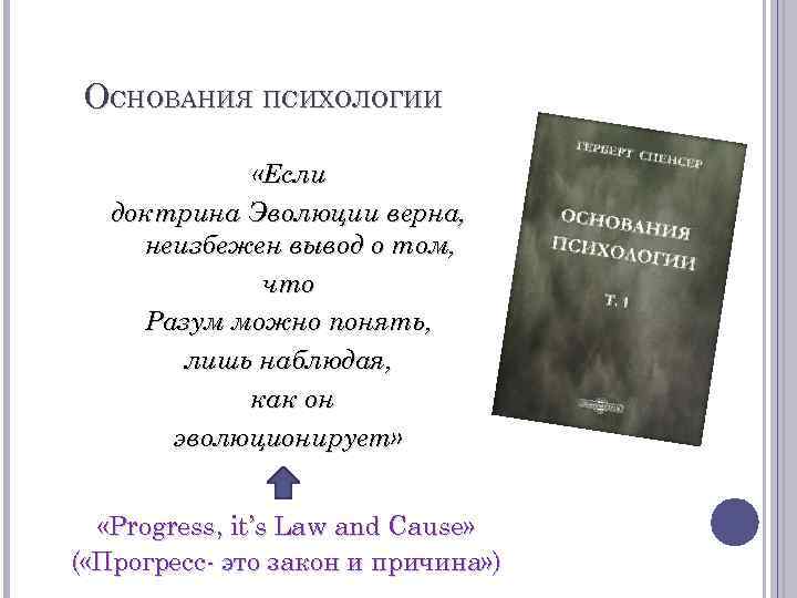 ОСНОВАНИЯ ПСИХОЛОГИИ «Если доктрина Эволюции верна, неизбежен вывод о том, что Разум можно понять,