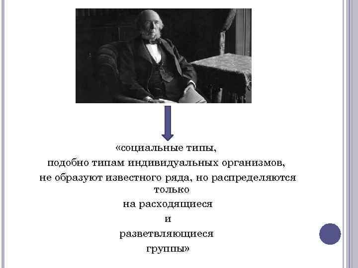  «социальные типы, подобно типам индивидуальных организмов, не образуют известного ряда, но распределяются только