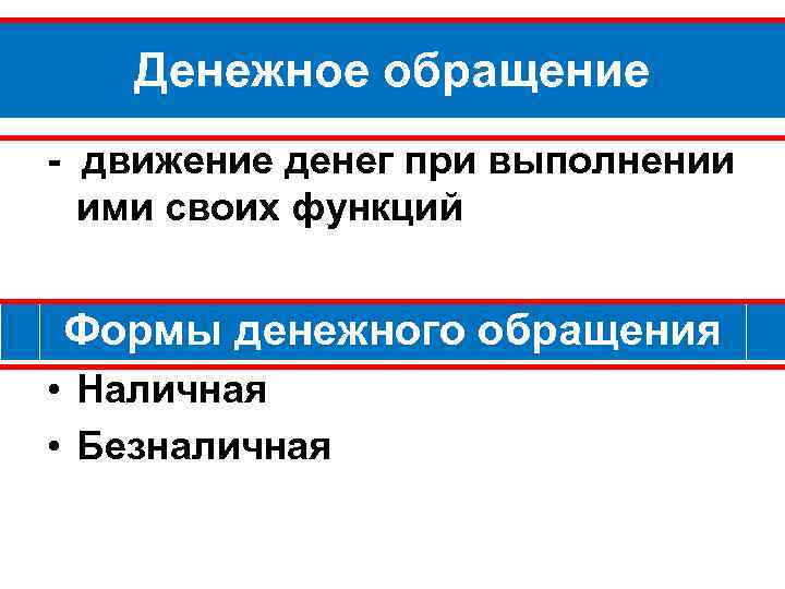 Денежное обращение - движение денег при выполнении ими своих функций Формы денежного обращения •