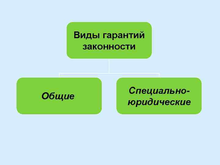 Виды гарантий законности Общие Специальноюридические 