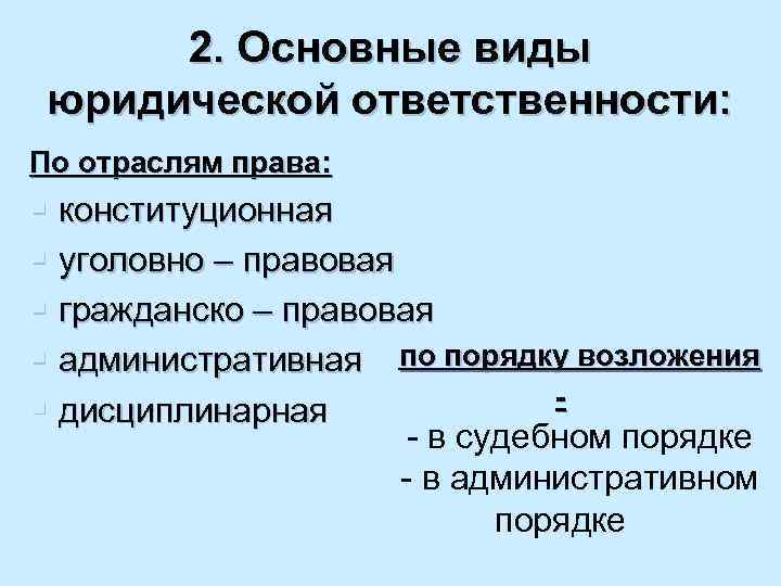 Право юридическая ответственность. Виды юридической ответственности по отраслям права. Отрасли права и виды ответственности. Отрасли юридической ответственности. Каковы основные виды юридической ответственности.