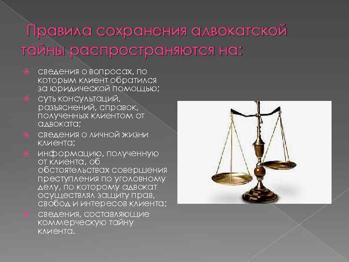 Правила сохранения адвокатской тайны распространяются на: сведения о вопросах, по которым клиент обратился за