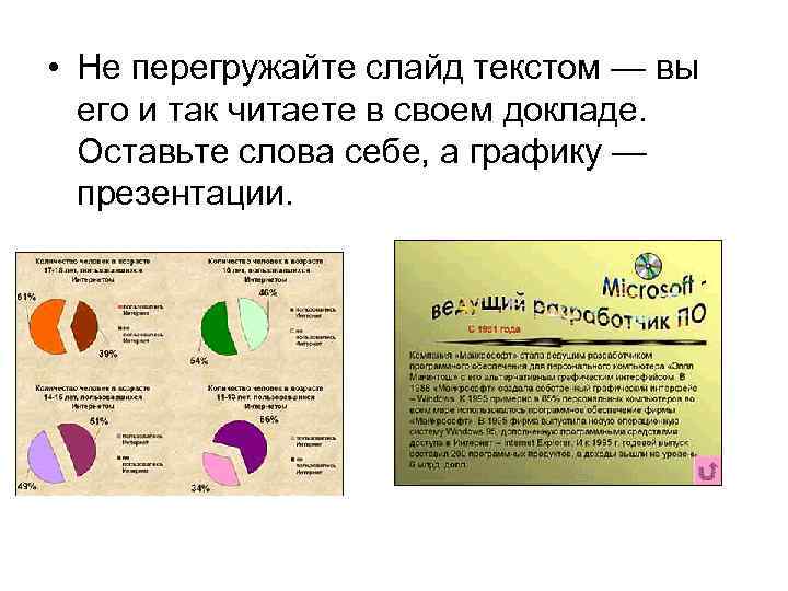  • Не перегружайте слайд текстом — вы его и так читаете в своем