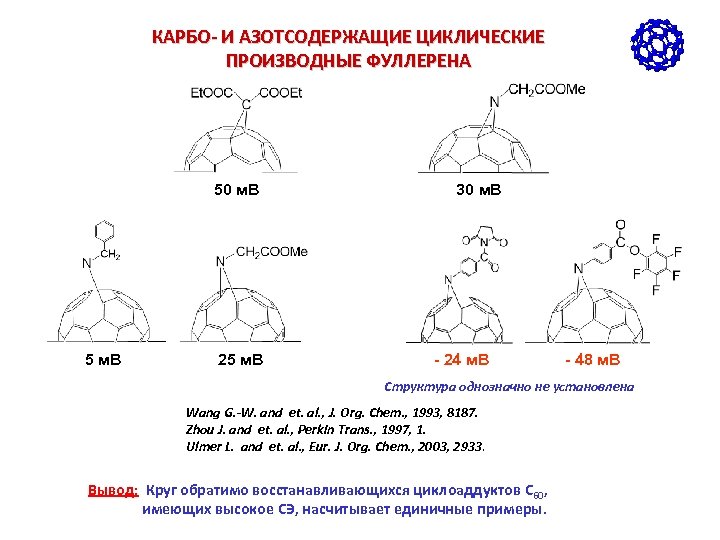 КАРБО- И АЗОТСОДЕРЖАЩИЕ ЦИКЛИЧЕСКИЕ ПРОИЗВОДНЫЕ ФУЛЛЕРЕНА 50 м. В 5 м. В 25 м.