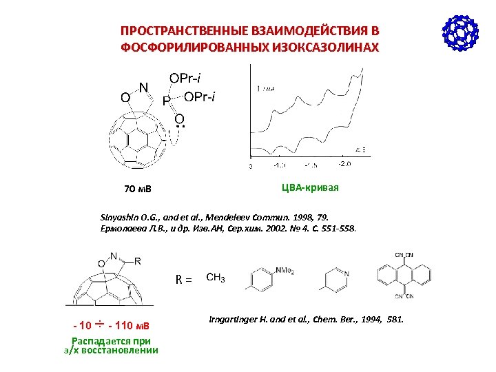 ПРОСТРАНСТВЕННЫЕ ВЗАИМОДЕЙСТВИЯ В ФОСФОРИЛИРОВАННЫХ ИЗОКСАЗОЛИНАХ ЦВА-кривая 70 м. В Sinyashin O. G. , and