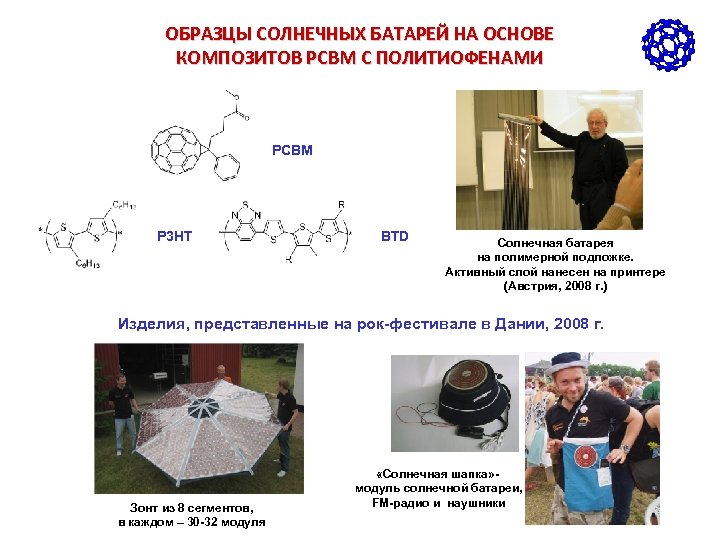 ОБРАЗЦЫ СОЛНЕЧНЫХ БАТАРЕЙ НА ОСНОВЕ КОМПОЗИТОВ РСВМ С ПОЛИТИОФЕНАМИ РСВМ Р 3 НТ BTD