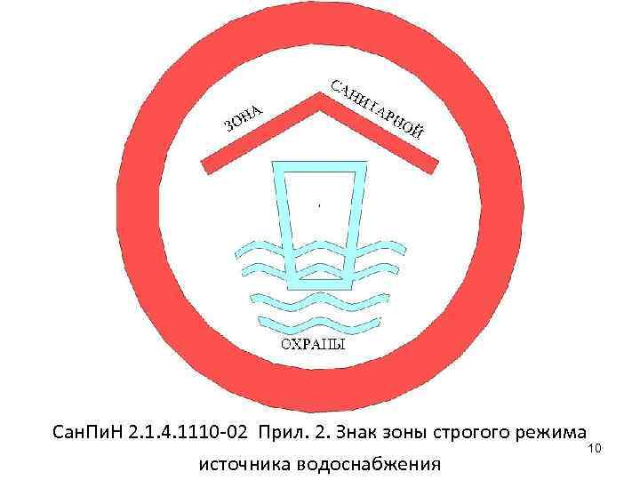 Сан. Пи. Н 2. 1. 4. 1110 -02 Прил. 2. Знак зоны строгого режима