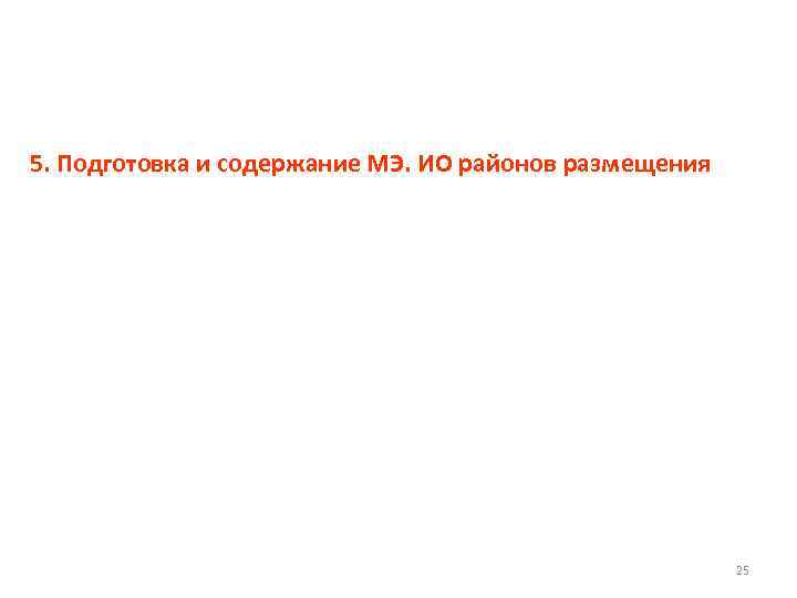 5. Подготовка и содержание МЭ. ИО районов размещения 25 