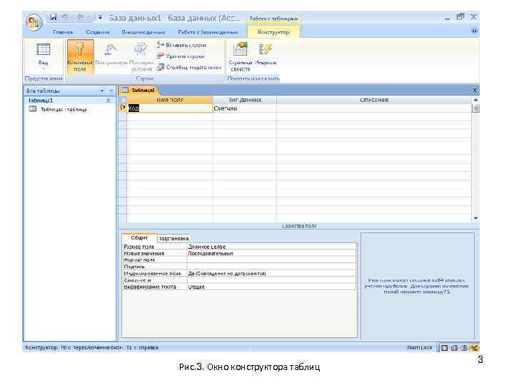 Рис. 3. Окно конструктора таблиц 3 