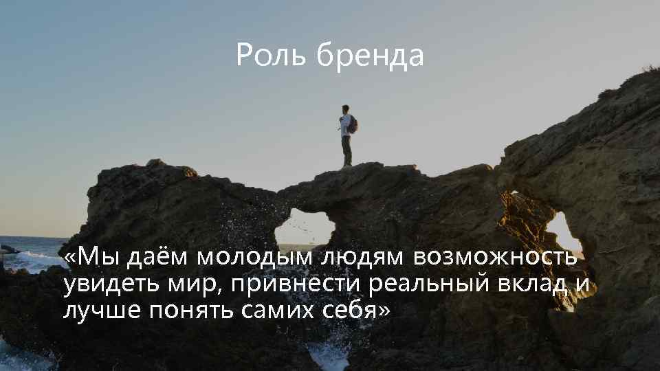 Роль бренда «Мы даём молодым людям возможность увидеть мир, привнести реальный вклад и лучше