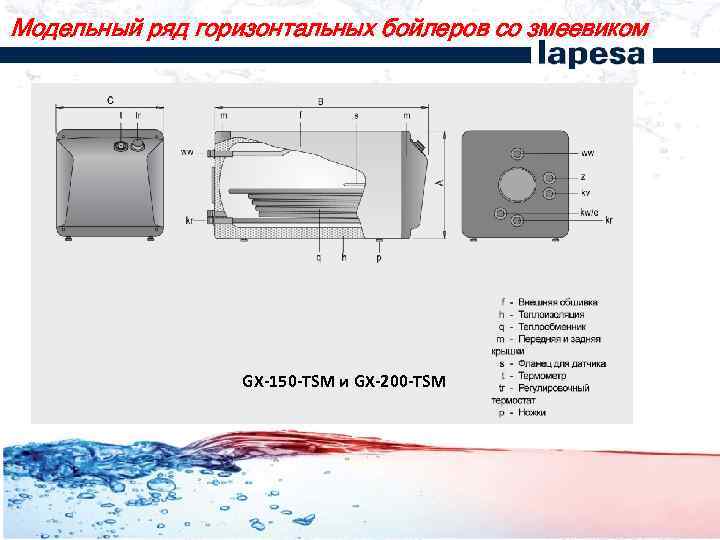 Модельный ряд горизонтальных бойлеров со змеевиком GX-150 -TSM и GX-200 -TSM 