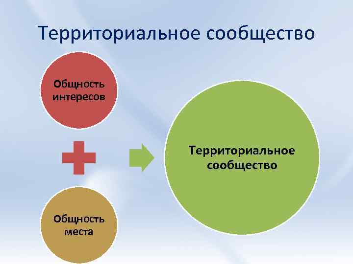 Территориальное сообщество Общность интересов Территориальное сообщество Общность места 