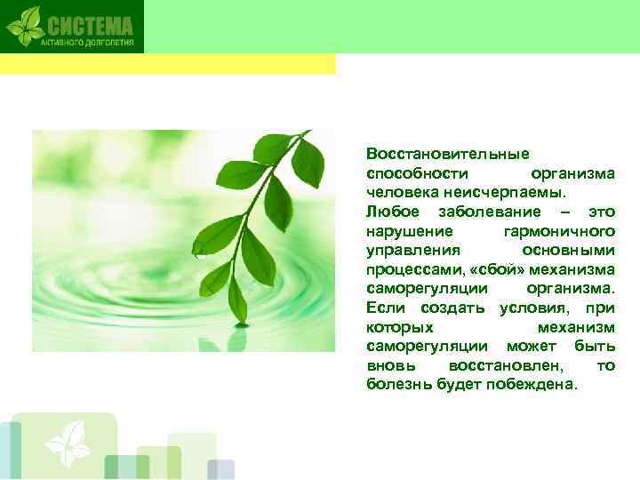 Восстановительные способности организма человека неисчерпаемы. Любое заболевание – это нарушение гармоничного управления основными процессами,