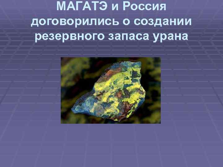 МАГАТЭ и Россия договорились о создании резервного запаса урана 