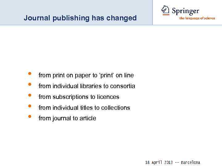 Journal publishing has changed • • • from print on paper to ‘print’ on