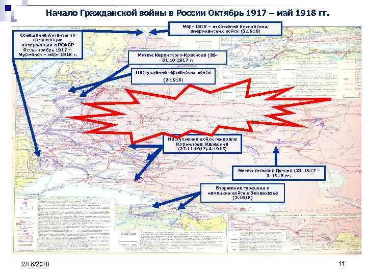 Начало Гражданской войны в России Октябрь 1917 – май 1918 гг. Совещание Антанты по