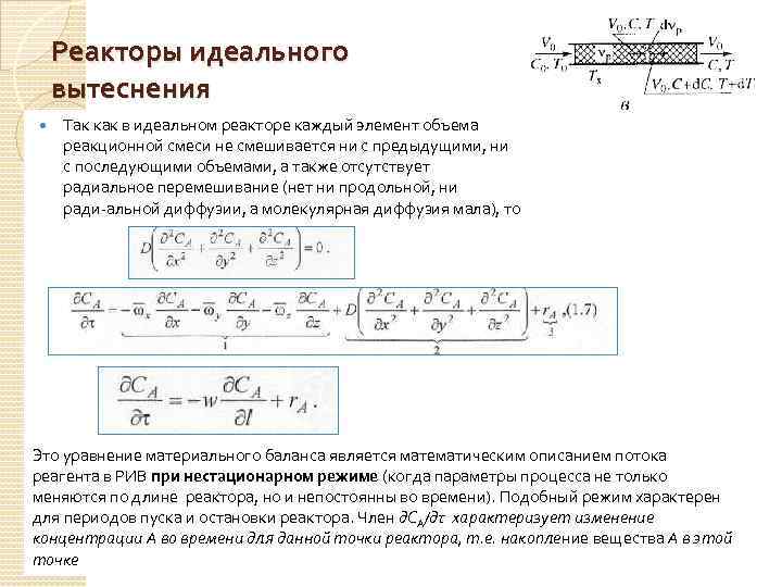 Реактор идеального вытеснения схема