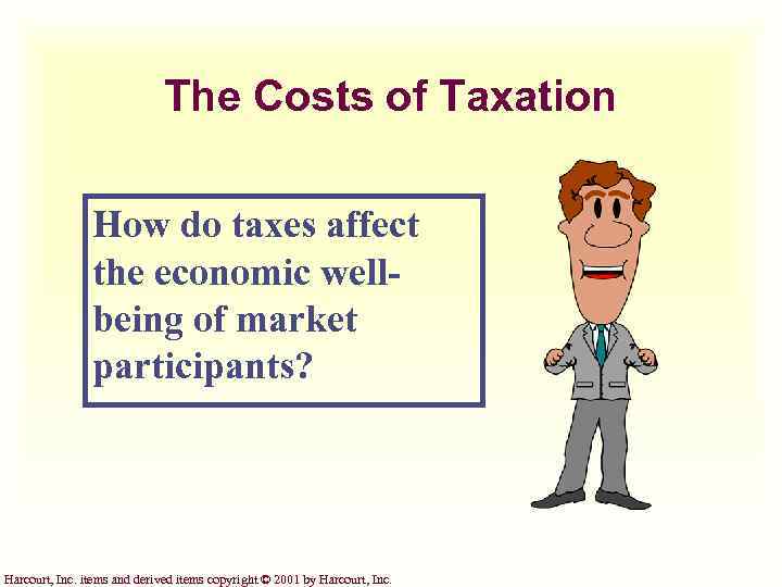 The Costs of Taxation How do taxes affect the economic wellbeing of market participants?