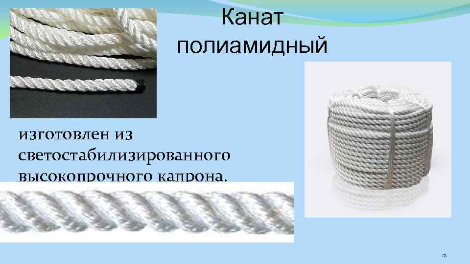 Канат полиамидный изготовлен из светостабилизированного высокопрочного капрона. 12 