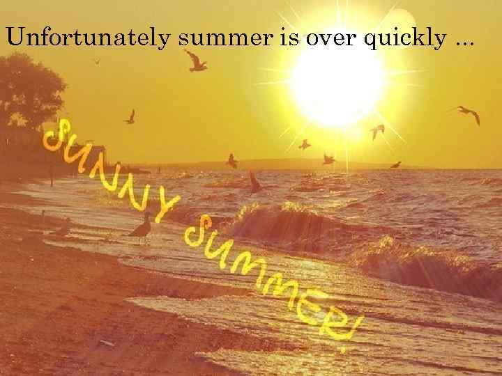 Unfortunately summer is over quickly. . . 