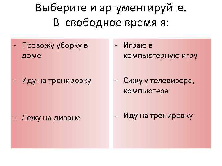 Выберите и аргументируйте. В свободное время я: - Провожу уборку в доме - Играю