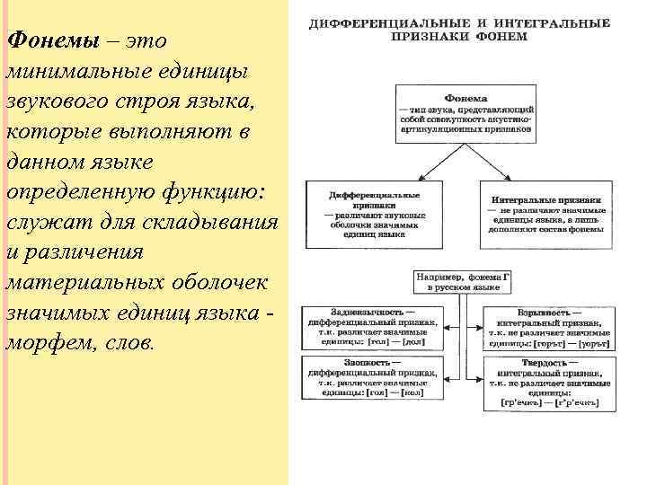 Фонемы – это минимальные единицы звукового строя языка, которые выполняют в данном языке определенную