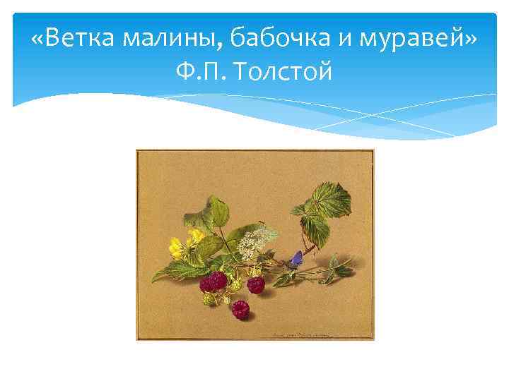  «Ветка малины, бабочка и муравей» Ф. П. Толстой 