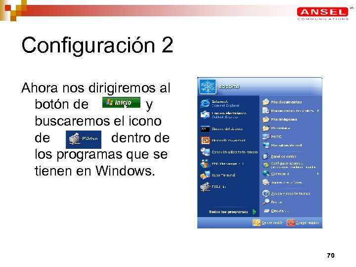 Configuración 2 Ahora nos dirigiremos al botón de y buscaremos el icono de dentro