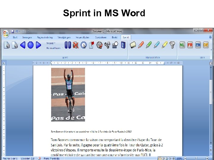Sprint in MS Word 