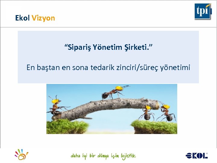 Ekol Vizyon “Sipariş Yönetim Şirketi. ” En baştan en sona tedarik zinciri/süreç yönetimi Logistics