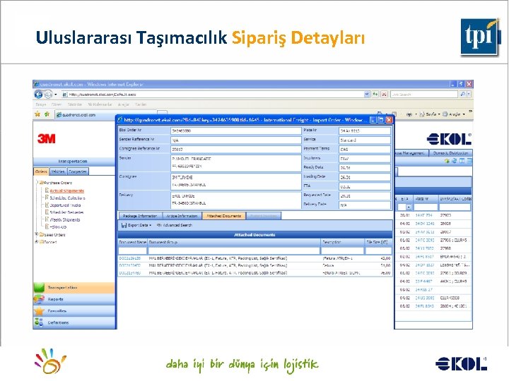 Uluslararası Taşımacılık Sipariş Detayları Logistics for a better world. . . 