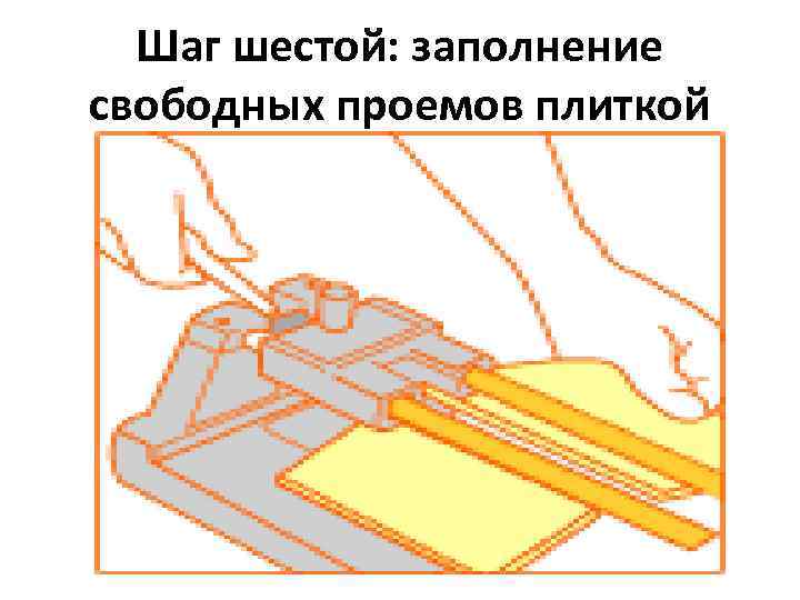 Шаг шестой: заполнение свободных проемов плиткой 