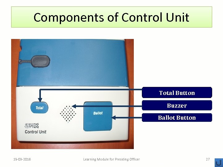Components of Control Unit Total Button Buzzer Ballot Button 19 -03 -2018 Learning Module