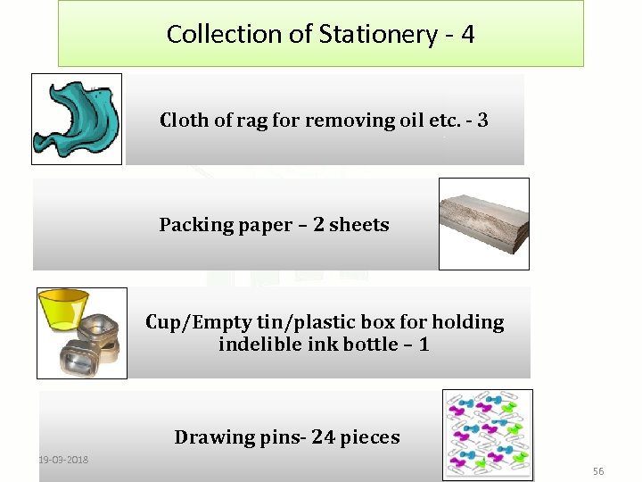 Collection of Stationery - 4 Cloth of rag for removing oil etc. - 3