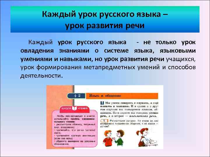 Каждый урок русского языка – урок развития речи Каждый урок русского языка - не