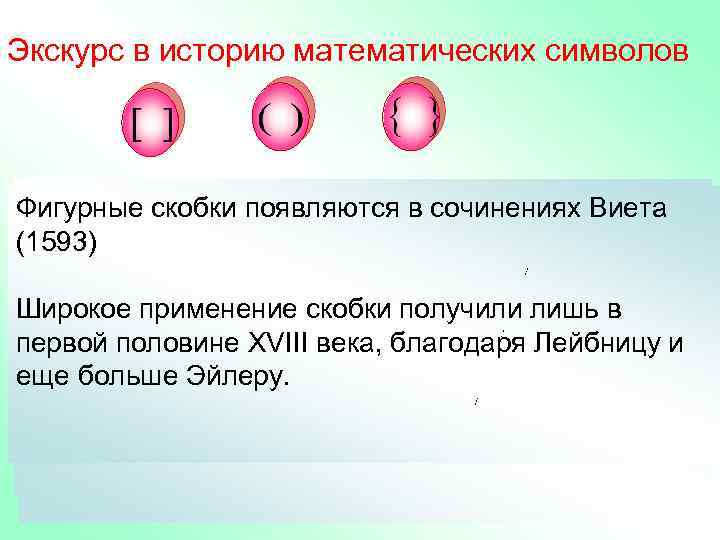 Экскурс в историю математических символов Знаки, выполняющие от введенного долго. в XVв. Название произошло