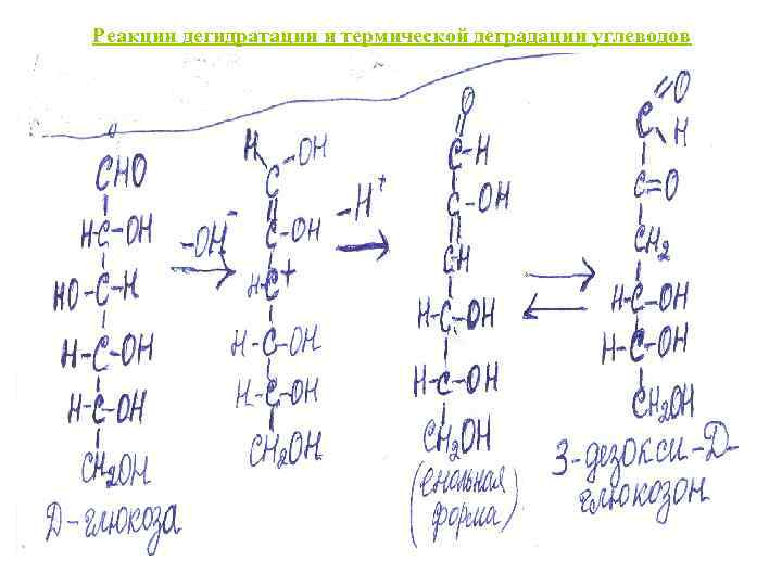 Реакции дегидратации и термической деградации углеводов 