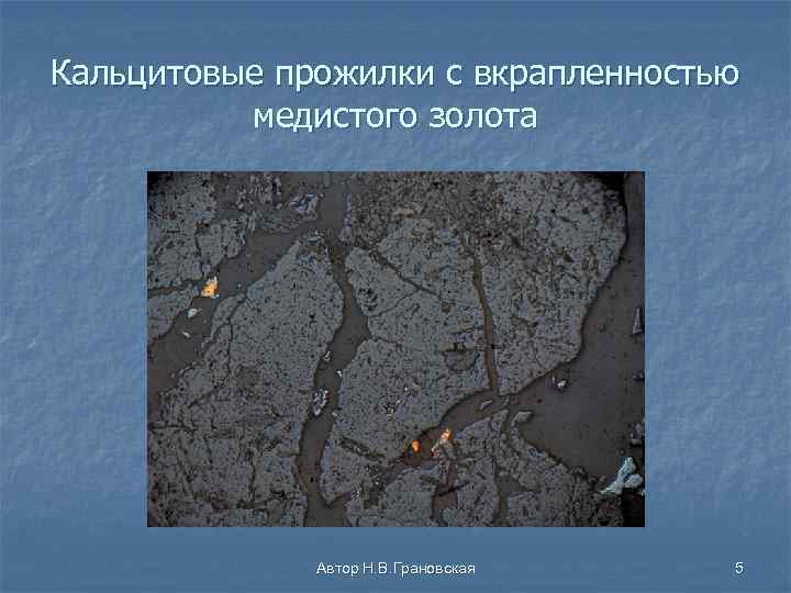 Кальцитовые прожилки с вкрапленностью медистого золота Автор Н. В. Грановская 5 