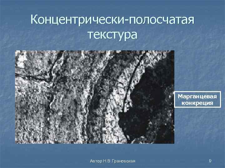 Концентрически-полосчатая текстура Марганцевая конкреция Автор Н. В. Грановская 9 