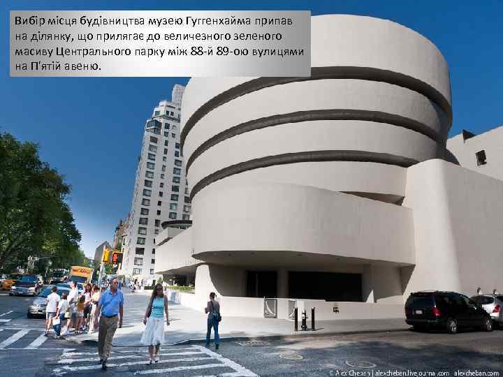 Вибір місця будівництва музею Гуггенхайма припав на ділянку, що прилягає до величезного зеленого масиву