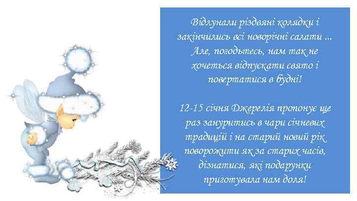 Відлунали різдвяні колядки і закінчились всі новорічні салати. . . Але, погодьтесь, нам так