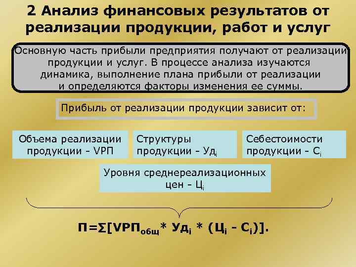 2 Анализ финансовых результатов от реализации продукции, работ и услуг Основную часть прибыли предприятия