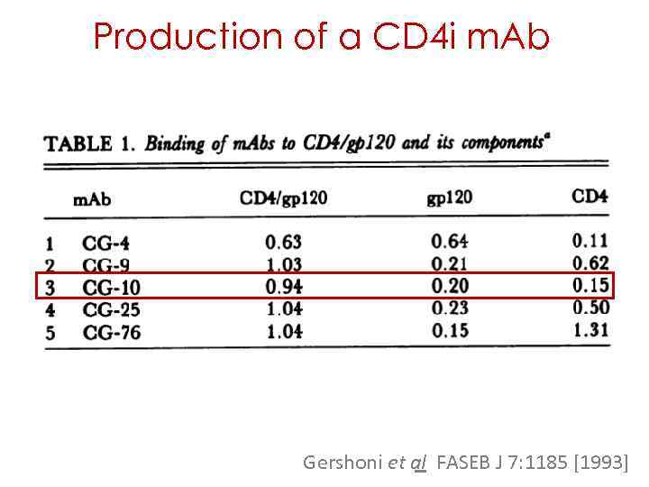 Production of a CD 4 i m. Ab Gershoni et al FASEB J 7: