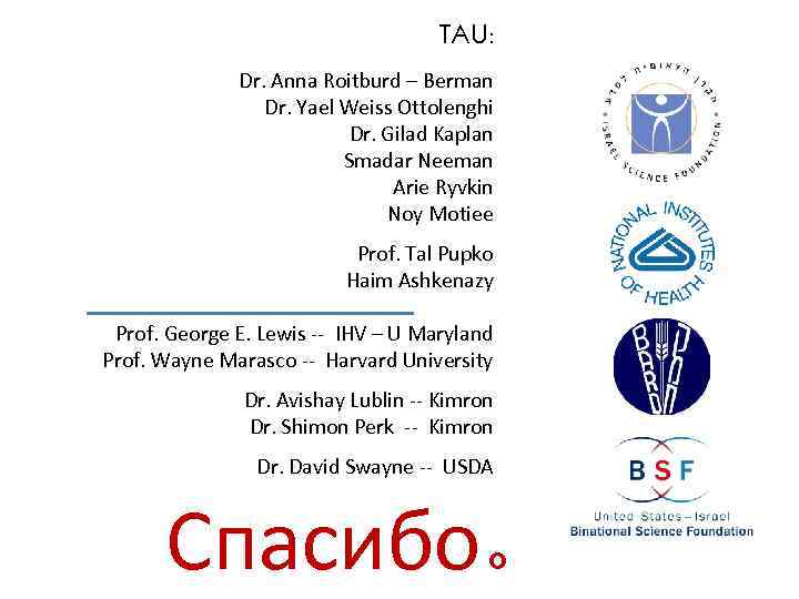 TAU: Dr. Anna Roitburd – Berman Dr. Yael Weiss Ottolenghi Dr. Gilad Kaplan Smadar