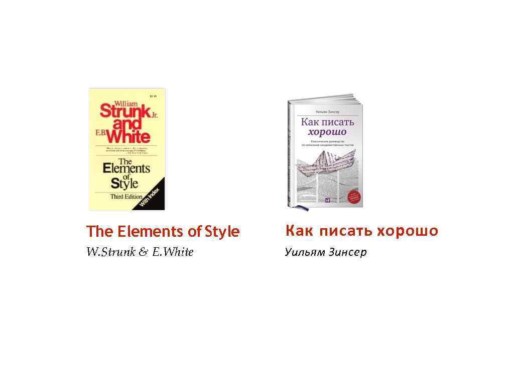 The Elements of Style Как писать хорошо W. Strunk & E. White Уильям Зинсер