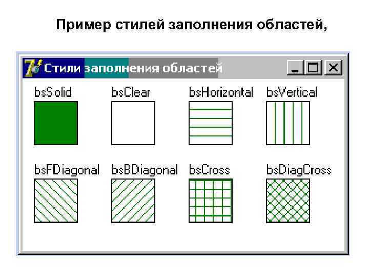 Пример стилей заполнения областей, 