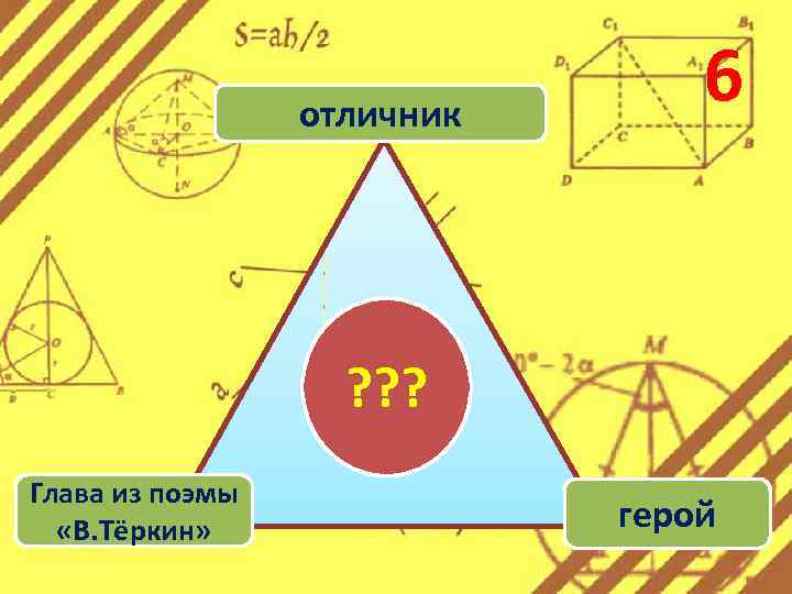 отличник 6 ? ? ? Глава из поэмы «В. Тёркин» герой 