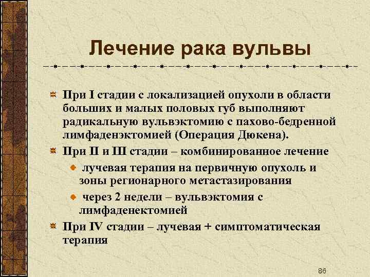 Лечение рака вульвы При I стадии с локализацией опухоли в области больших и малых