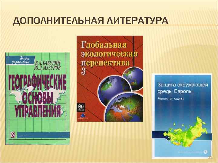 ДОПОЛНИТЕЛЬНАЯ ЛИТЕРАТУРА 25 
